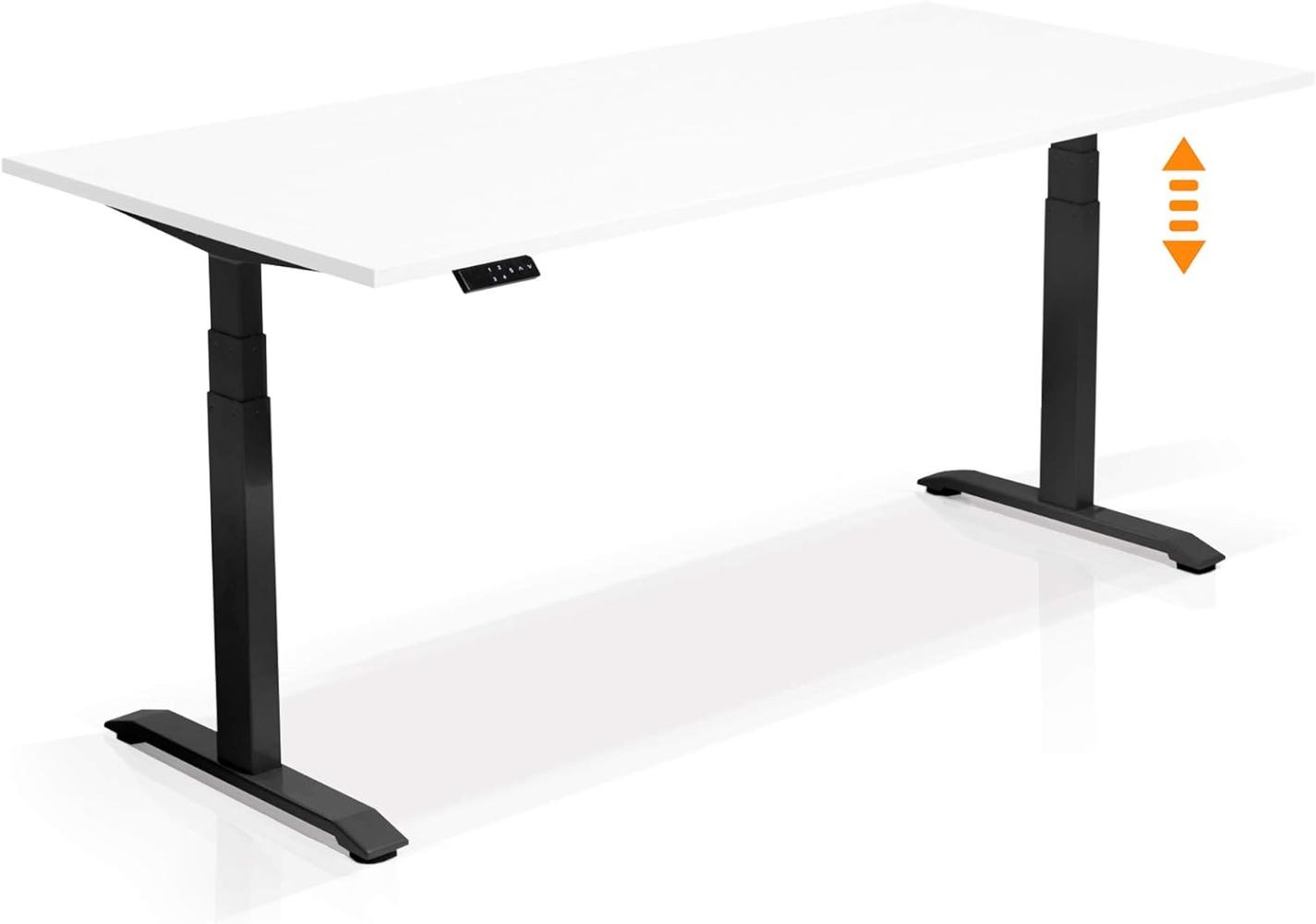 Möbel-Eins OFFICE ONE elektrisch höhenverstellbarer Schreibtisch / Stehtisch, Material Dekorspanplatte schwarz 120x80 cm weiss Bild 1