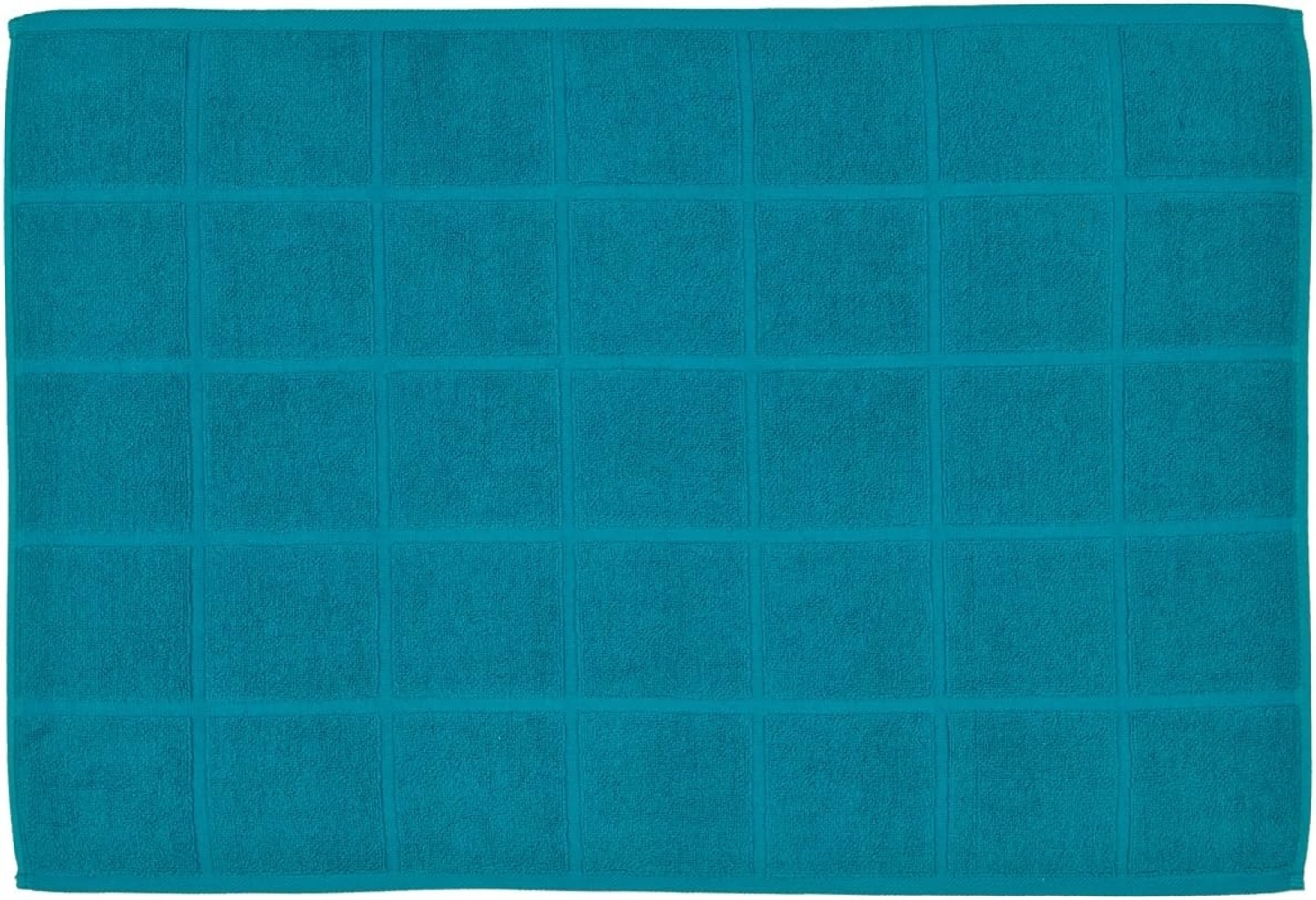 Ross Uni-Zwirn Frottier Badematte Karofond|50x70 cm| petrol Bild 1