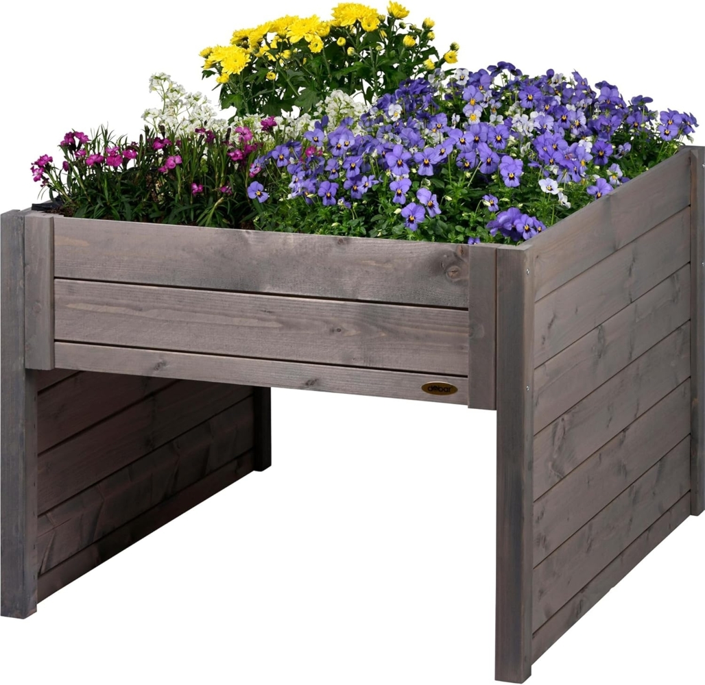 dobar® Große Mähroboter-Garage aus Holz mit Pflanzkasten inkl. Folie - Rasenmäher Garage - 79 x 73 x 56 cm - Anthrazit Bild 1