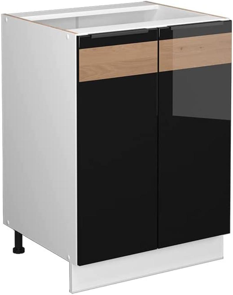 Vicco Unterschrank Küchenschrank Küchenmöbel Fame-Line Weiß Schwarz Eiche 60 cm modern Hochglanz Bild 1