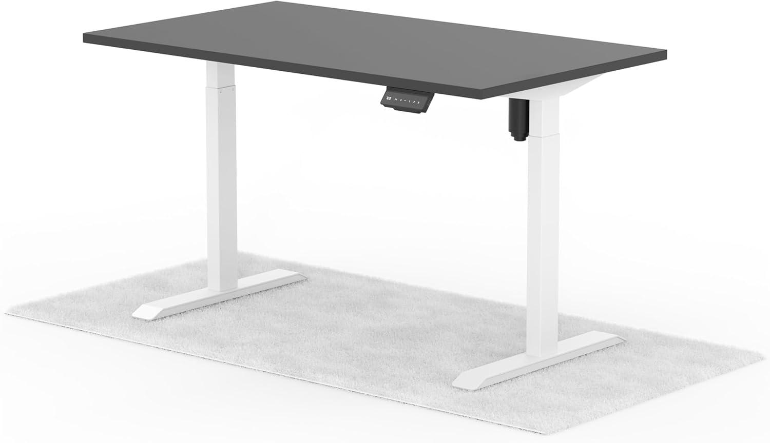 elektrisch höhenverstellbarer Schreibtisch ECO 140 x 80 cm - Gestell Weiss, Platte Anthrazit Bild 1