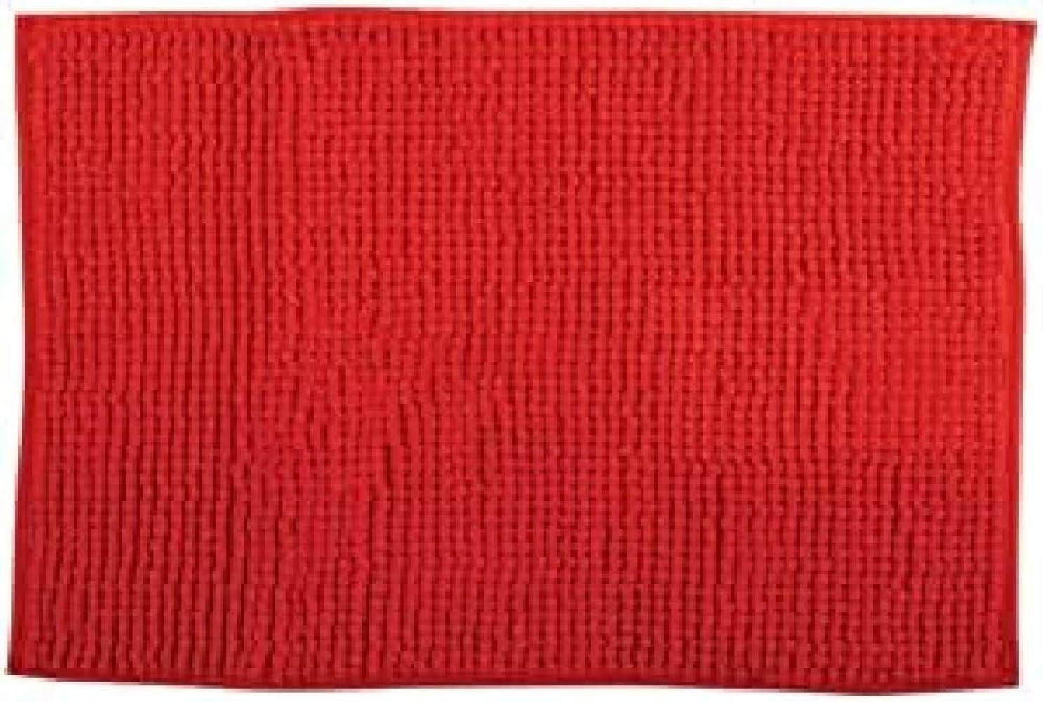 MSV Badteppich Badvorleger Duschvorleger Chenille Hochflor Badematte 60x90 cm – Rot Bild 1