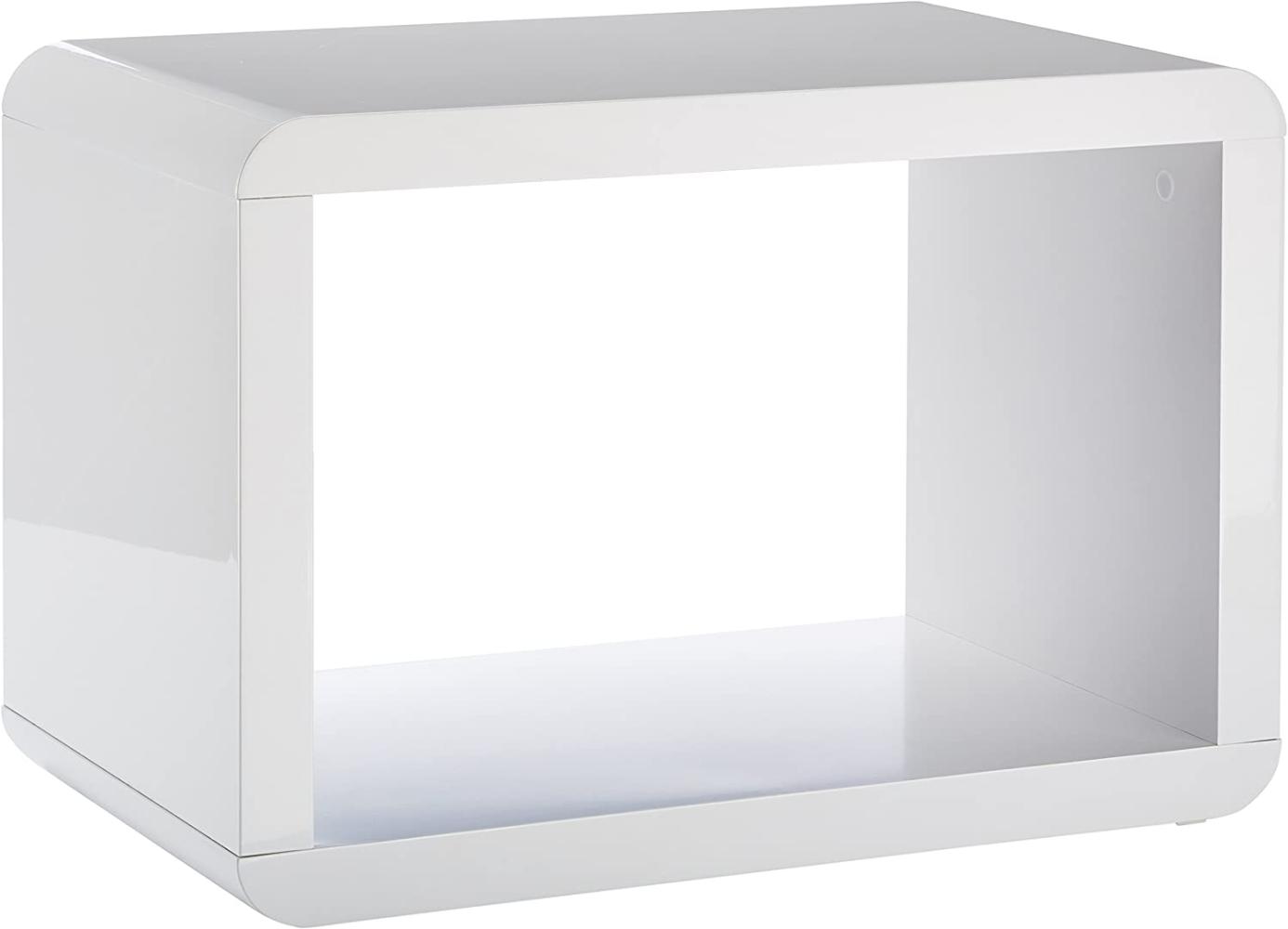 Atlanta - Beistelltisch, Couchtisch, Beisteller / 1x1 Cube mit abgerundeten Kanten, hochglanz weiss Bild 1