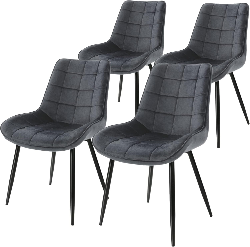 ML-DESIGN Stuhl Esszimmerstuhl mit Rückenlehne, Polsterstuhl mit Metallbeinen (Komplett-Set, 4 St), Küchenstuhl Samtbezug Anthrazit Ergonomischer Stuhl Polsterstuhl Bild 1