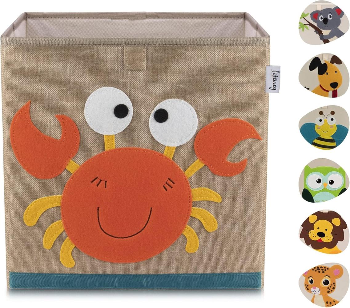 Lifeney Aufbewahrungsbox mit Krebs Motiv I Spielzeugbox mit Tiermotiv passend für Würfelregale I Ordnungsbox für das Kinderzimmer I Aufbewahrungskorb Kinder Bild 1