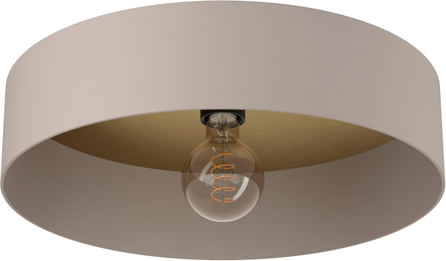 Deckenleuchte, Stahl, Holz, Taupe, Messing, D 42 cm Bild 1