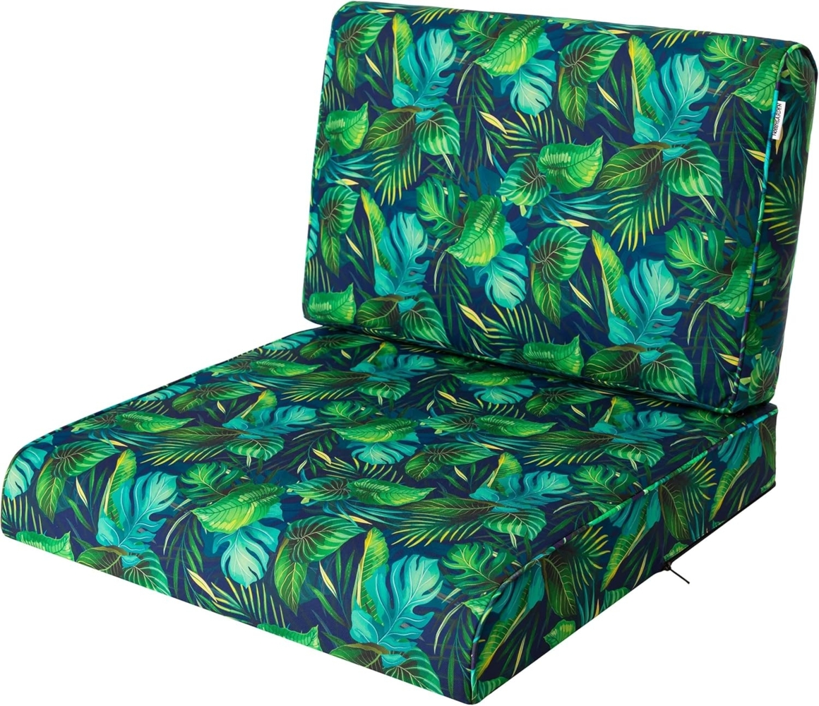 Bjird Sitzkissen Polsterauflagen für Rattanmöbel - 2-teilig (Sitz + Rückenlehne), Kissen für Gartenmöbel / Stühle - Indoor & Outdoor - Anti-Rutsch Bild 1