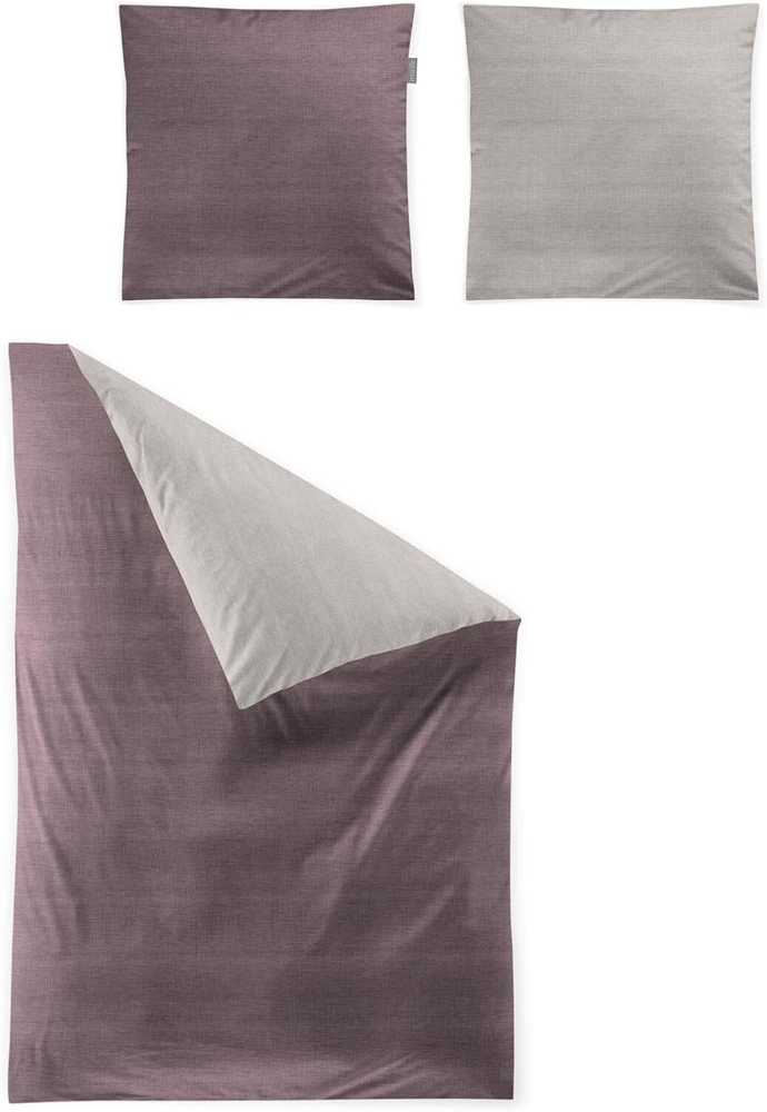 Irisette Mako-Satin Bettwäsche Set Wave-HK 8557 mauve 155 x 220 cm + 1 Kissenbezug 80x80 cm Bild 1