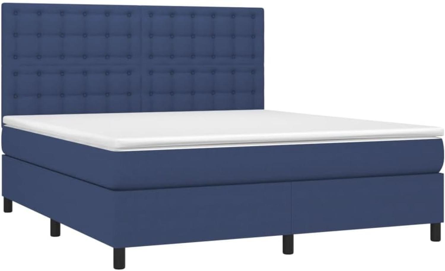 vidaXL Boxspringbett mit Matratze & LED Blau 180x200 cm Stoff 3135219 Bild 1