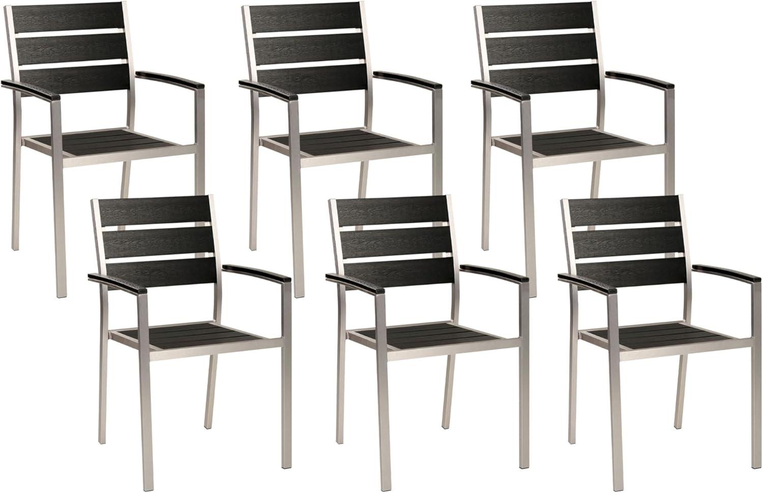 Gartenstuhl 6er Set VERNIO Schwarz-Silber Bild 1