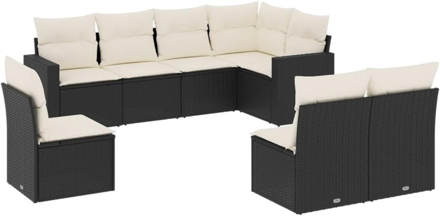 vidaXL 8-tlg. Garten-Sofagarnitur mit Kissen Schwarz Poly Rattan 3219056 Bild 1