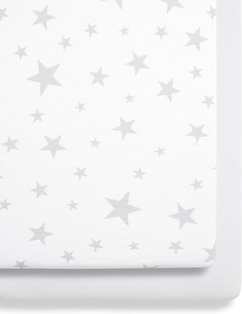 Snüz Spannbettlaken Baby\"Stars\" (2-er Pack) 44x80 cm aus Jersey-Baumwolle mit Stern-Design, Passend für SnüzPod-Kinderbetten, Atmungsaktive Jersey-Baumwolle, passend für SnüzPod Kinderbetten Bild 1