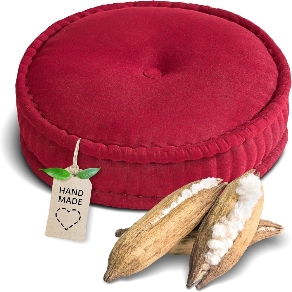 livasia Meditationskissen Zafukissen groß (Basic) vegan und handgefertigt, 46x14cm, Kapok Bild 1