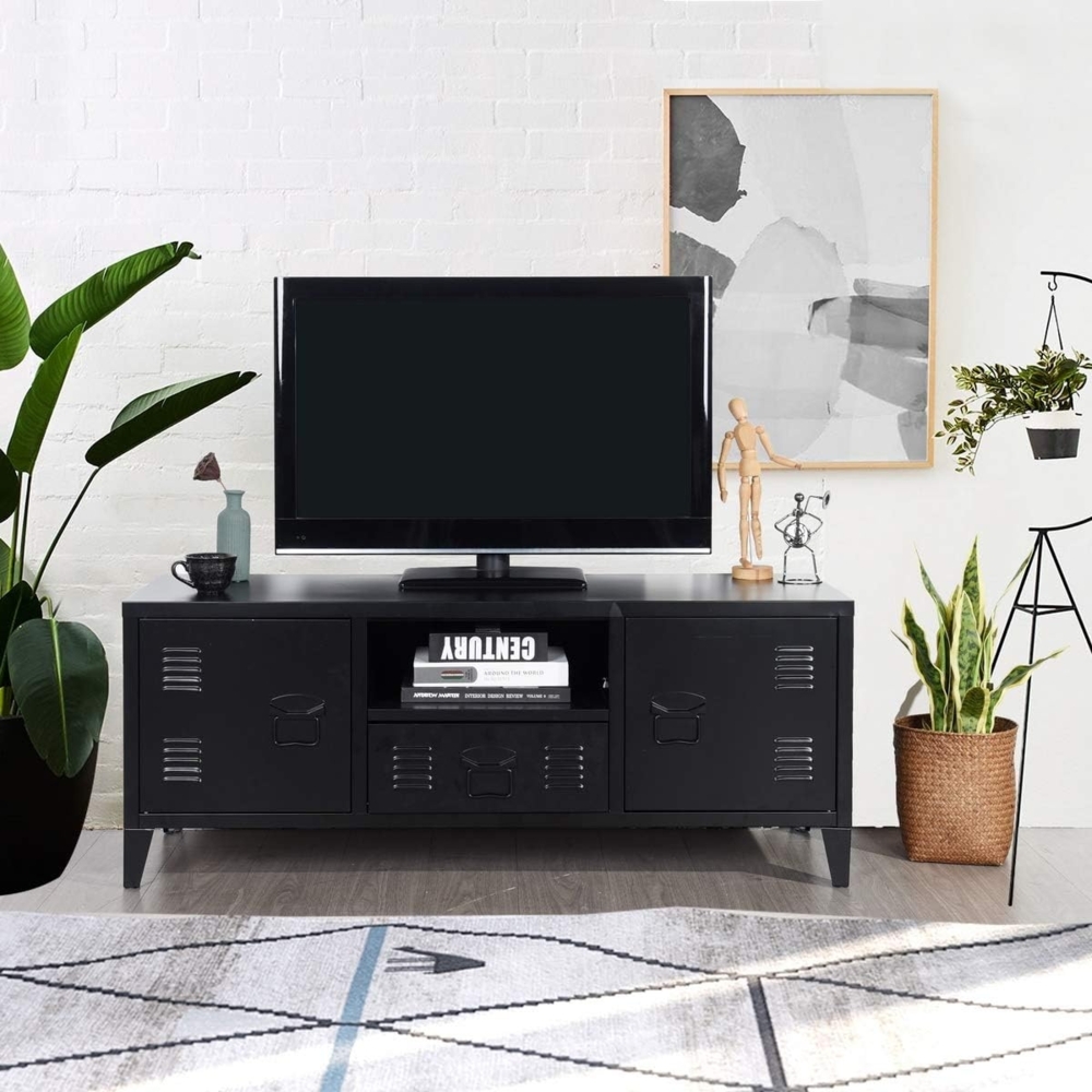 MEUBLE COSY Sideboard TV Schrank Wohnzimmer Schränke Aufbewahrungsschränke Garderobenschränke Metallschrank mit Regal Ablage und Tür Bild 1