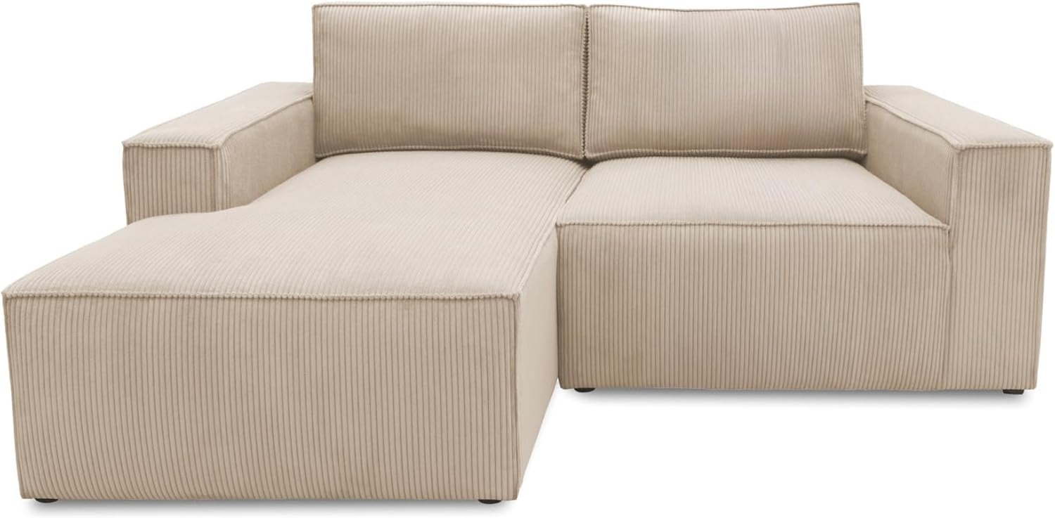 DOMO. collection Ecksofa 800 021, kleine Couch in L-Form mit Cordstoff, Modulsofa mit Taschenfederkern, Sofa, Polsterecke, Eckcouch 198 x 172 x 85 cm (BxTxH), creme Bild 1