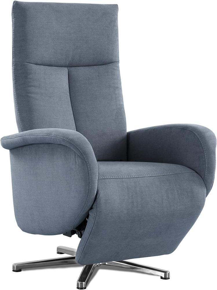 CAVADORE TV-Sessel Juba / Pflegeleichter Fernsehsessel mit manuell verstellbarer Relaxfunktion / 75 x 112 x 82 / Soft Clean Bezug, Hellblau Bild 1