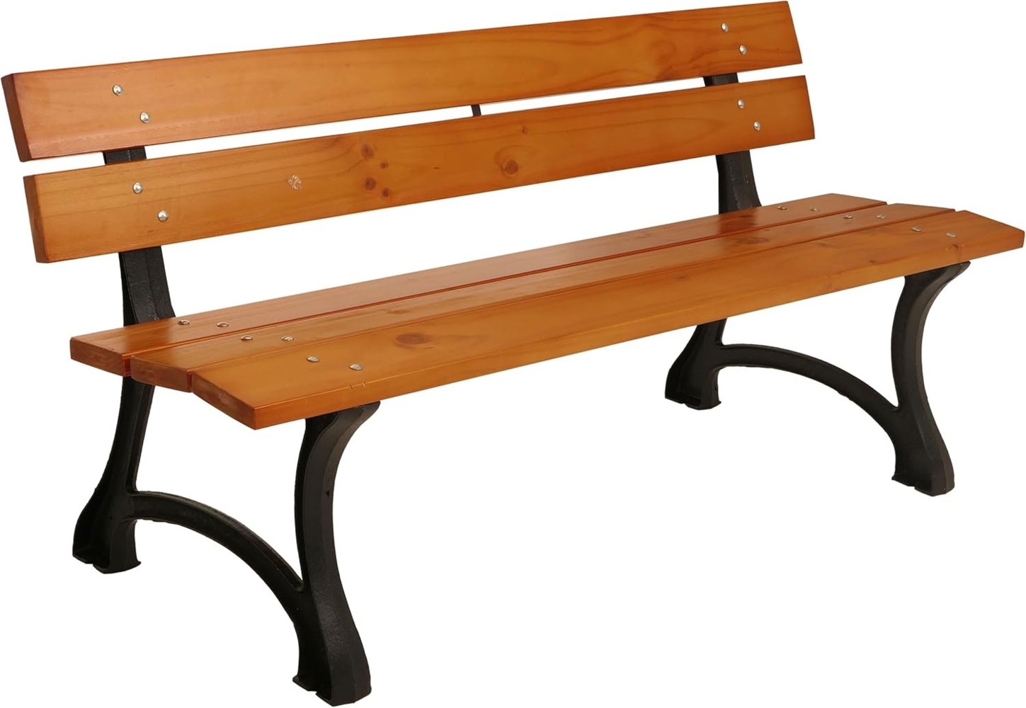 Gartenbank HWC-O20, Sitzbank Parkbank Holzbank 3-Sitzer, Gusseisen Holz Kiefer, 170cm ~ Teak Bild 1