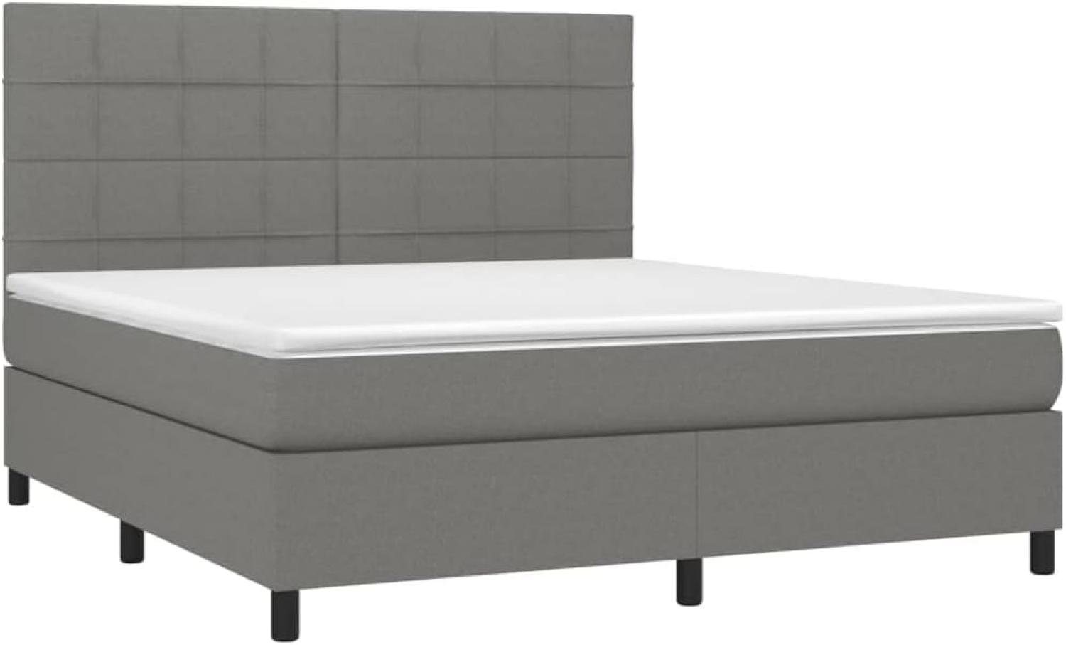 vidaXL Boxspringbett mit Matratze Dunkelgrau 160x200 cm Stoff, Härtegrad: H2 [3141786] Bild 1