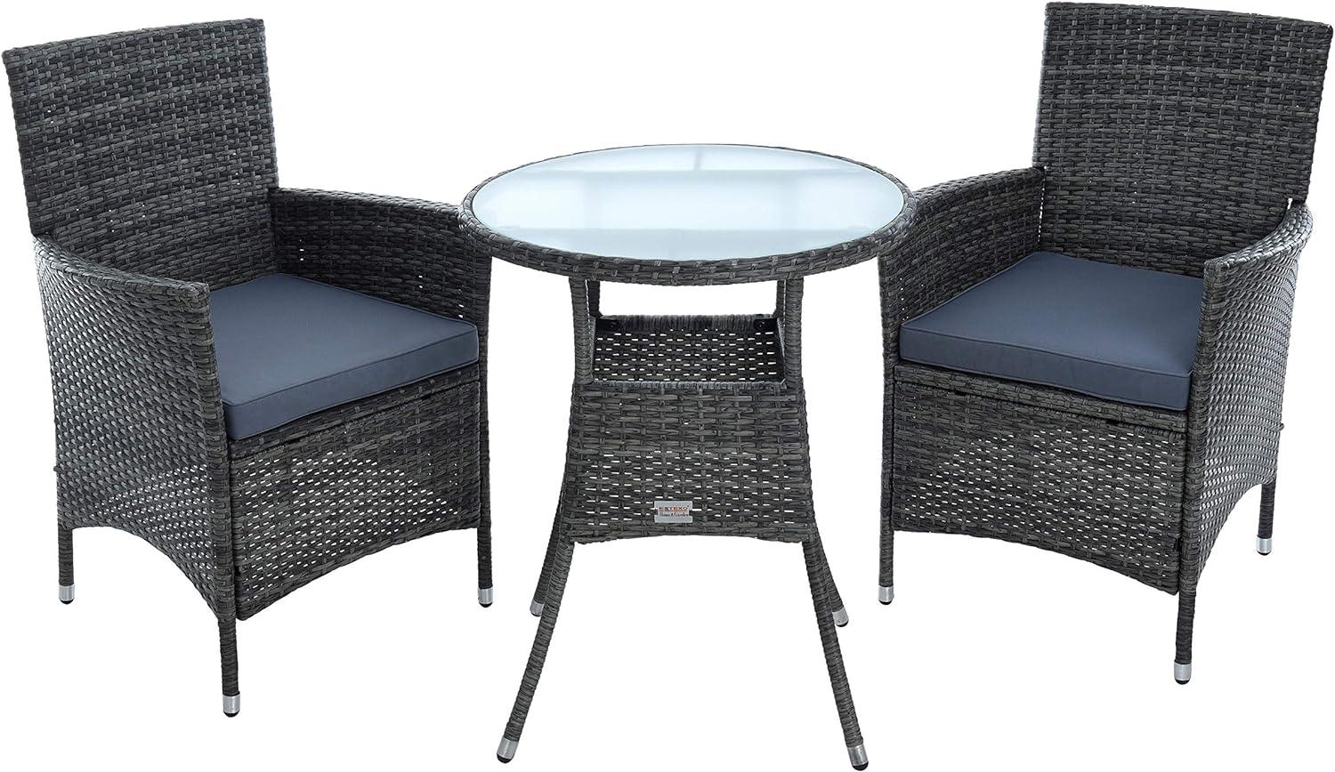 Polyrattan Gartenmöbel Set Gartenset Sitzgruppe Rattan Essgruppe Sessel Grau Bild 1