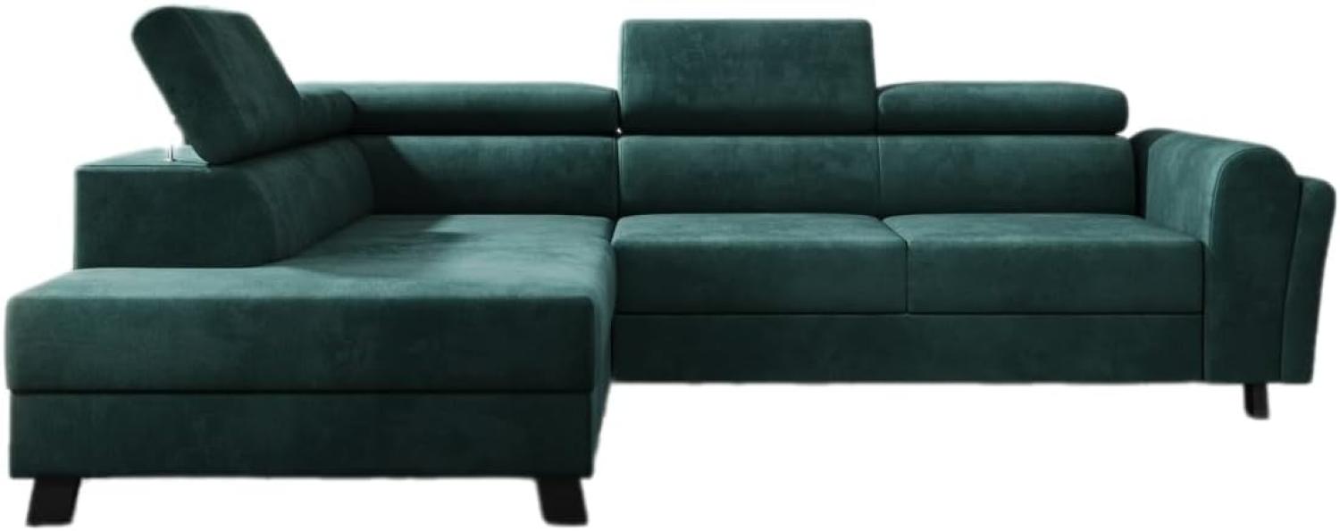 Designer Sofa Kira mit Schlaf- und Klappfunktion Samt Grün Links Bild 1