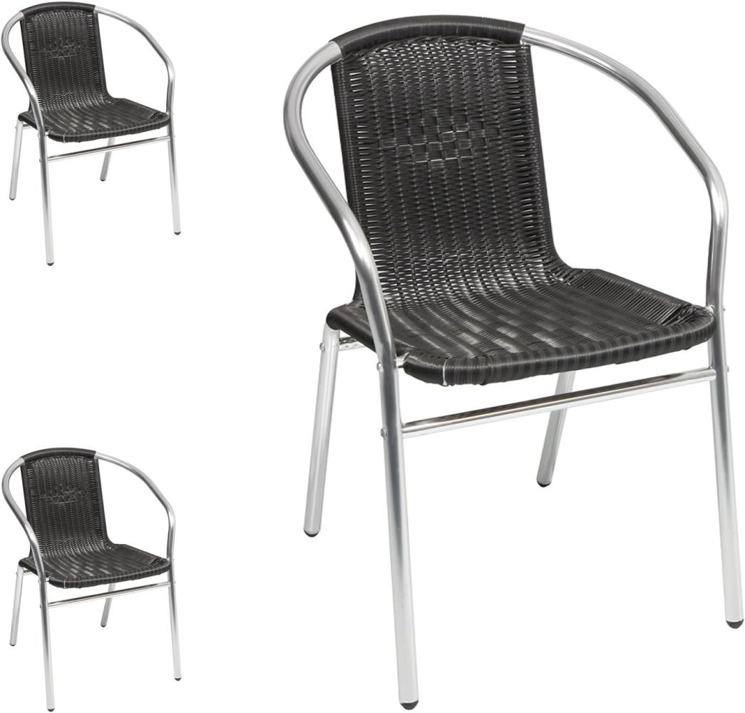 3 Stück Stabiler Aluminium / Polyrattan Bistrostuhl stapelbar Bild 1
