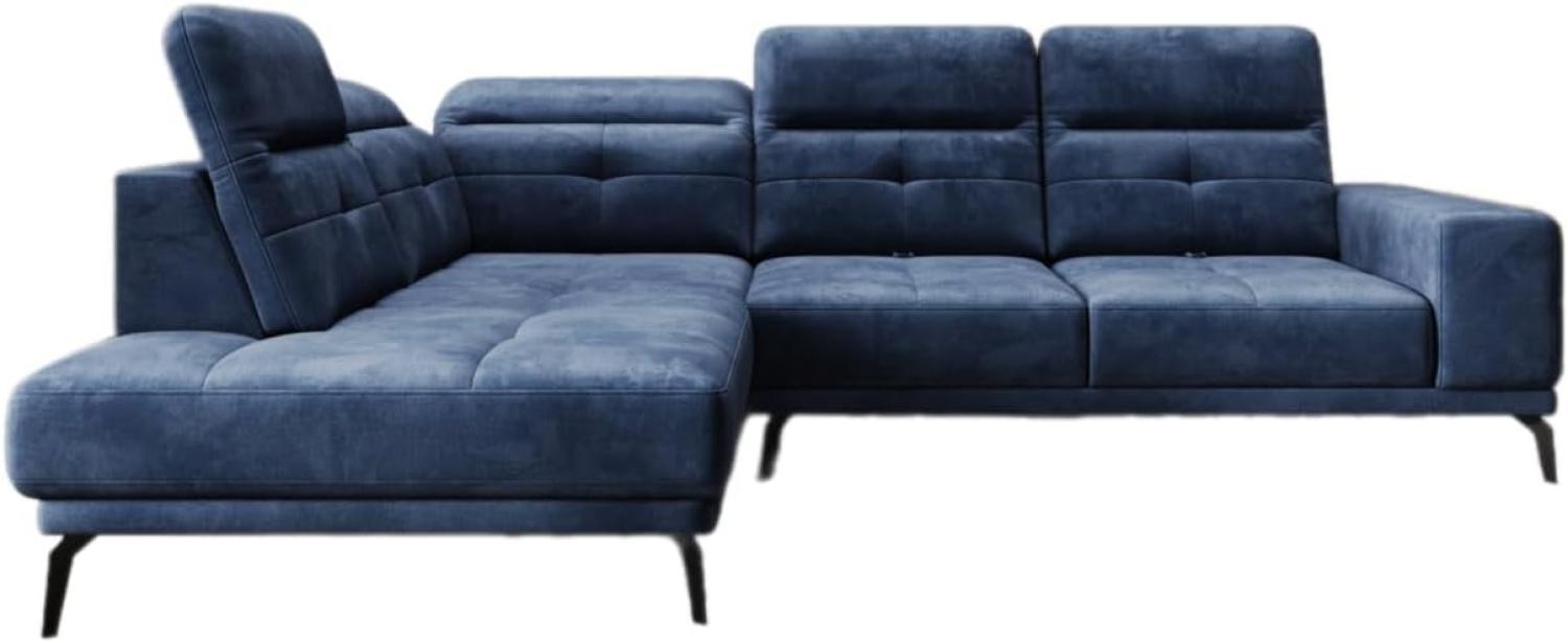 Designer Sofa Isabella mit verstellbarer Kopf- und Rückenlehne Samt Blau Links Bild 1