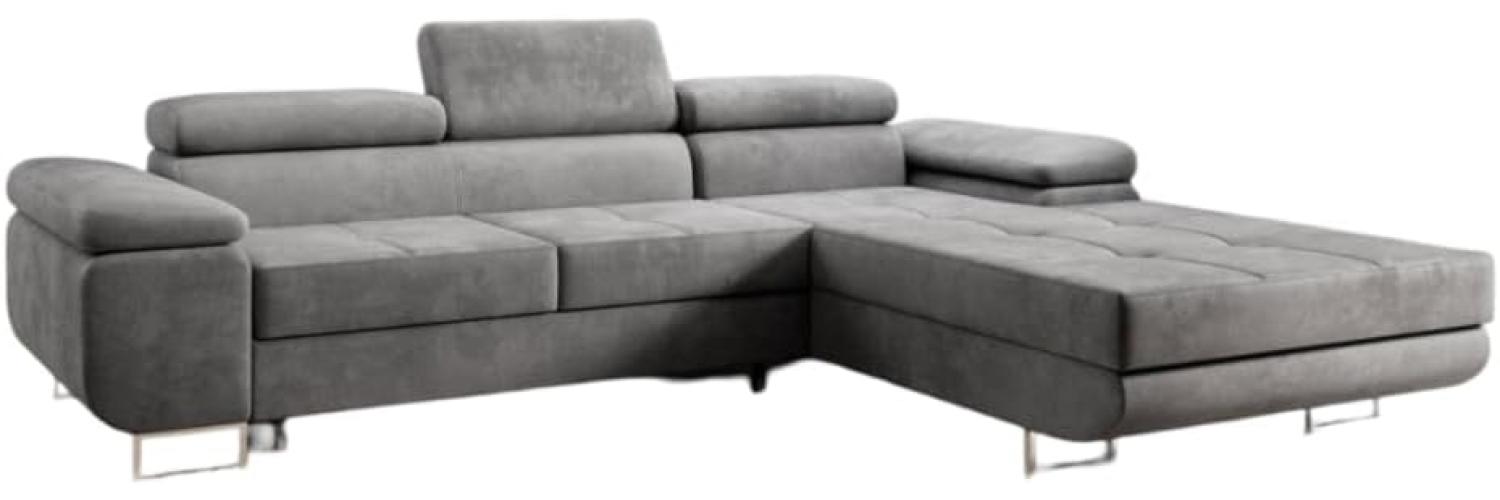 Designer Sofa Calvera mit Schlaf- und Klappfunktion (Samt) Grau Rechts Bild 1