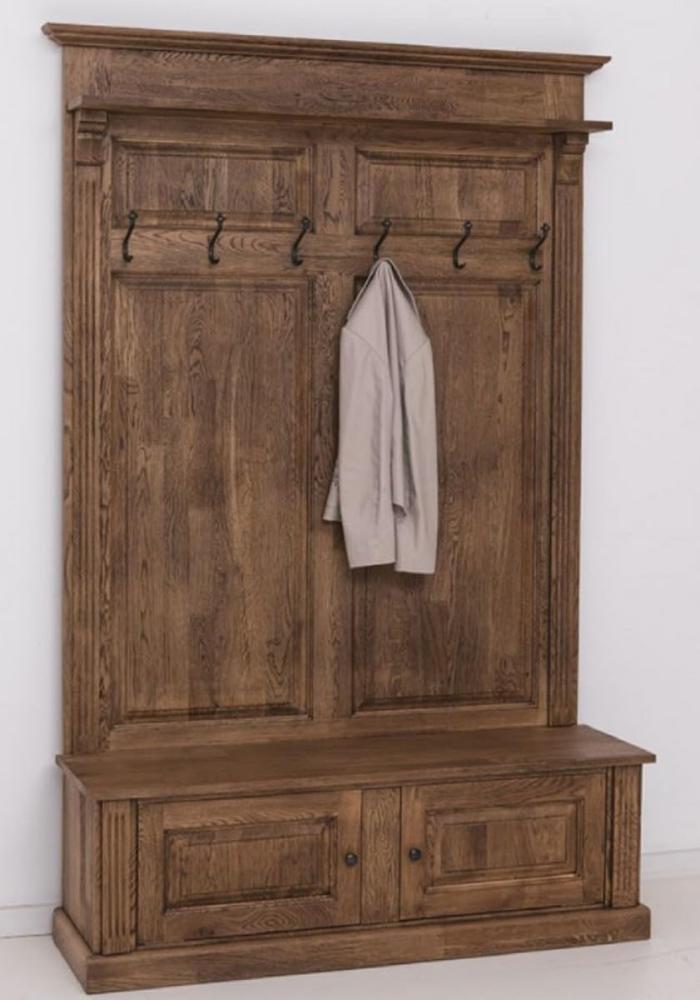 Casa Padrino Landhausstil Massivholz Garderobenschrank Dunkelbraun 140 x 41 x H. 210 cm - Wand Garderobe - Flur Schrank - Flur Möbel - Garderoben Möbel - Landhausstil Möbel Bild 1