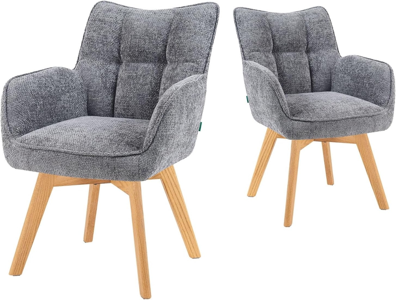 DUBI Möbel Polsterstuhl Mika-Theo 2er-Set, Federkern, Eiche geölt, 360° drehbar im 2er-Set Bild 1