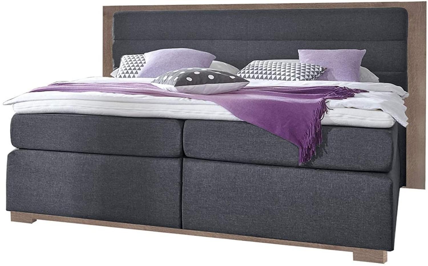 Wimex Boxspringbett Ohio, 7-Zonen-Taschenfederkernmatratze, Liegefläche 180x200 cm, Anthrazit/ Weiß Bild 1