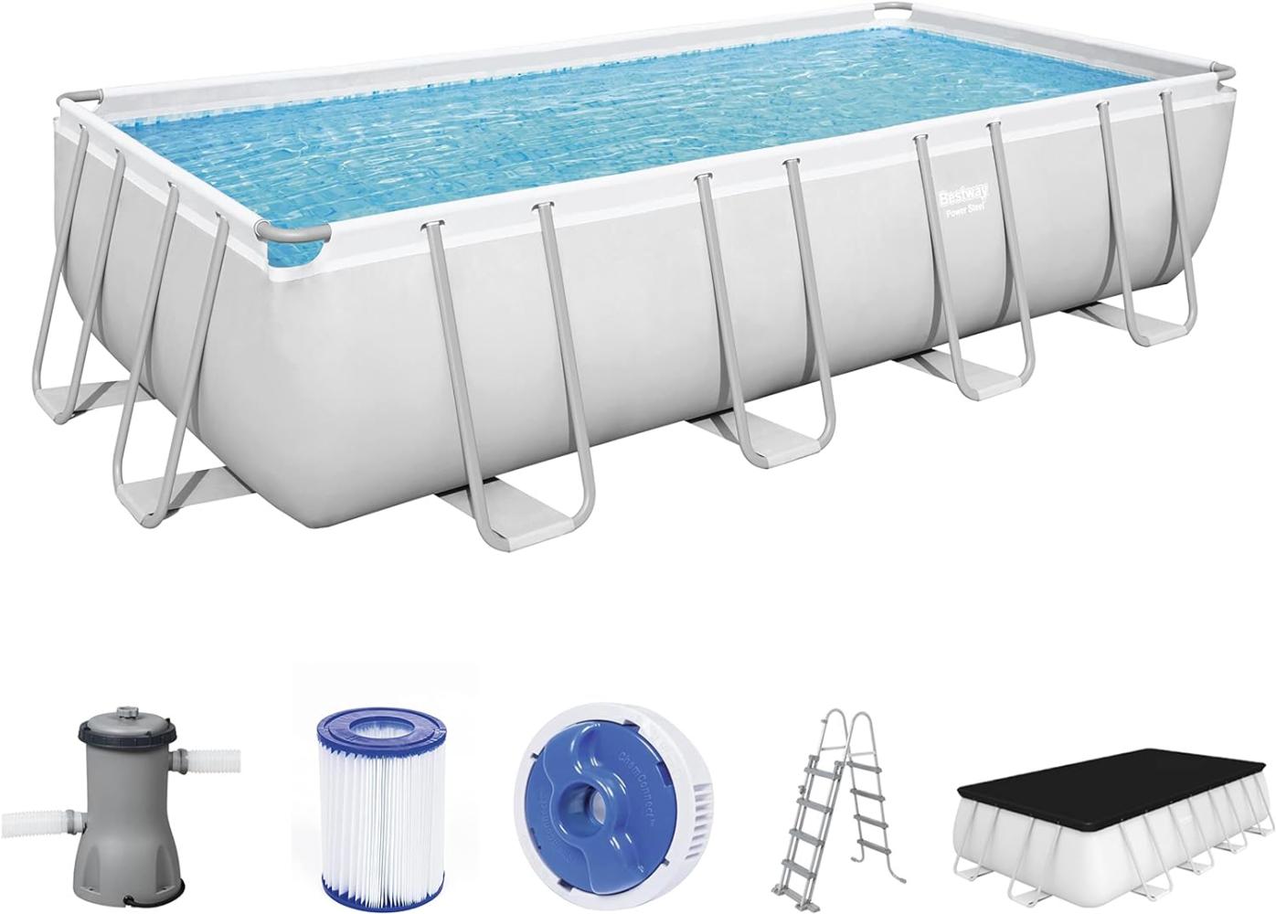 Bestway Power Steel Swimmingpool-Set Rechteckig 488x244x122 cm 92824 Bild 1