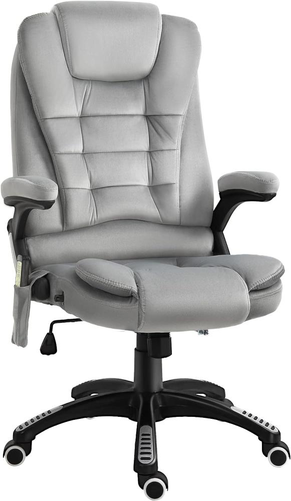 Vinsetto Massage Sessel, Bürostuhl mit Massagefunktion, Gaming Stuhl, höhenverstellbarer Chefsessel, ergonomischer Drehstuhl, PU-Räder, Grau, 67 x 74 x 107-116 cm Bild 1