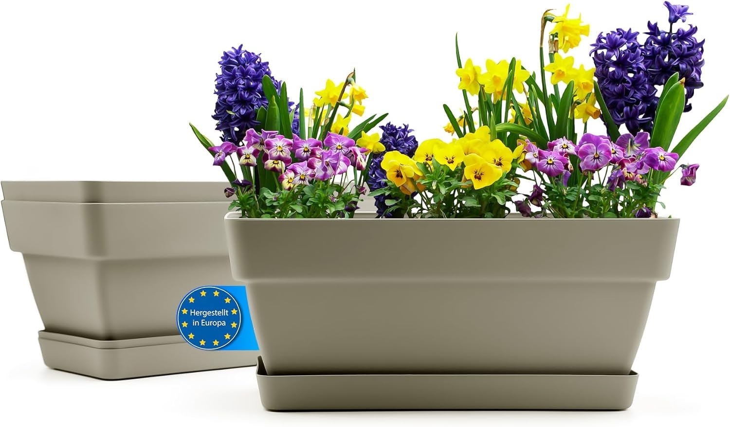 BigDean 3 Stück Balkonkasten Blumenkasten Balkon 40 cm lang aus bruchfestem Kunststoff in in Mokka – Balkon Pflanzkasten für innen & außen geeignet – Made in Europe Bild 1