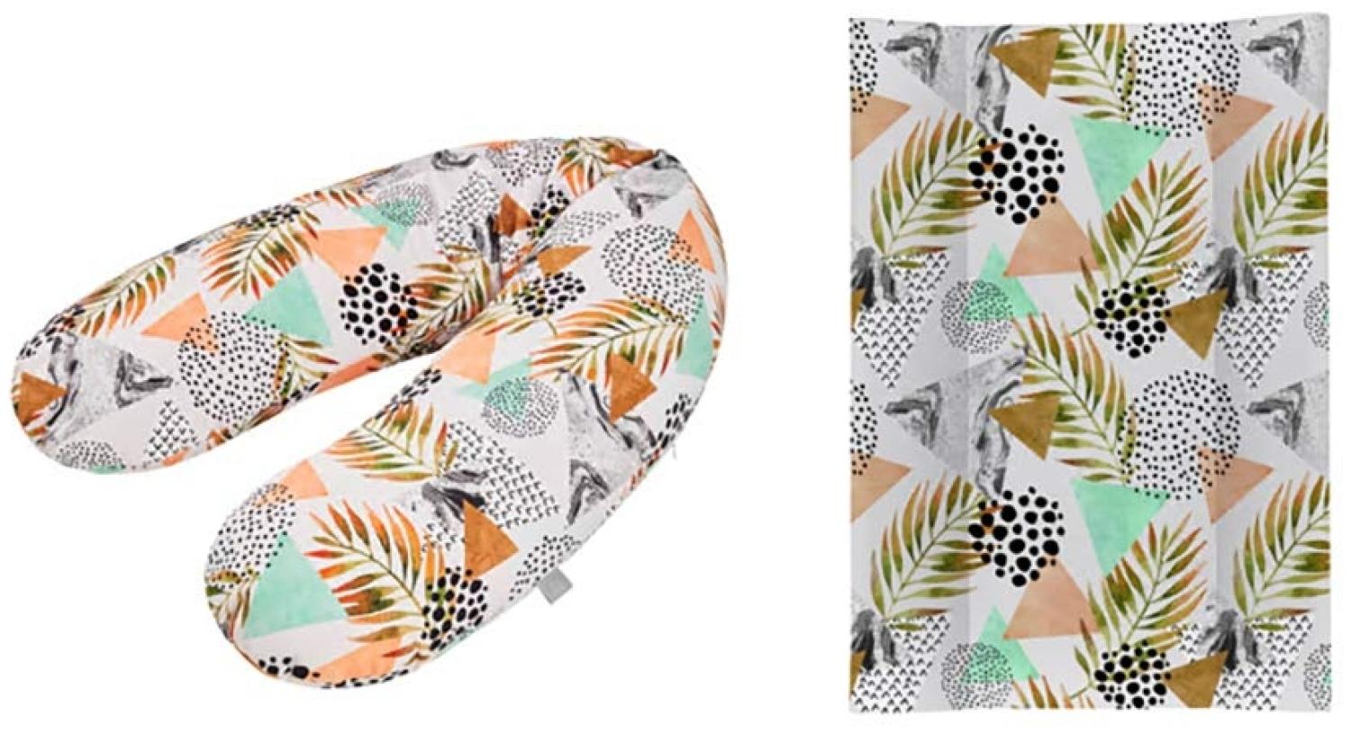 Rotho Babydesign Stillkissen-Set Multi, 190x35 cm, Inkl. Keilwickelauflage, 70x50 cm, ab 0 Monate, Modern Paradise Bild 1