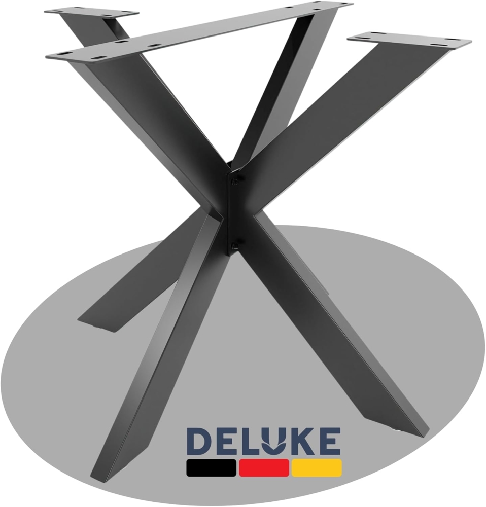 DELUKE® Tischgestell Metall KRYT Schwarz matt inkl. Schrauben + Bodenschoner Tischbein Tischkufe Tischgestell für Holztisch Esstisch Schreibtisch Sitzbank 71 x 85 x 85 cm Bild 1