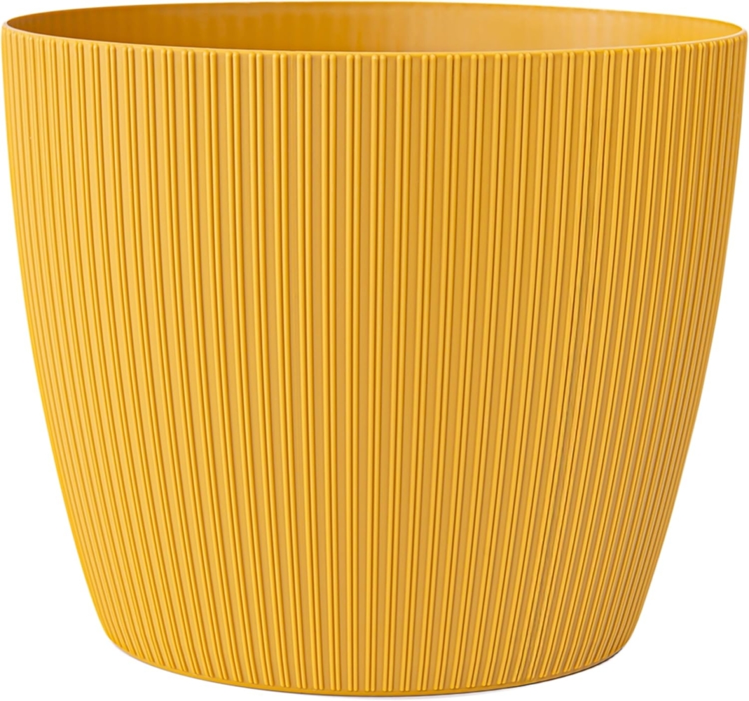KONZEPT Blumentopf groß, gerillte Struktur 26/30cm, Übertöpfe für Zimmerpflanzen, aus Kunststoff ideal für Wohnzimmer, Küche und Balkon Bild 1