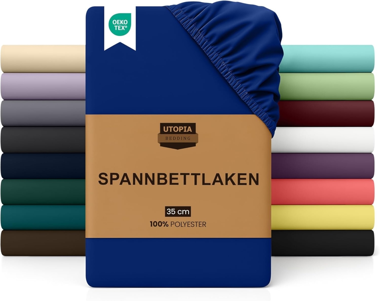 Utopia Bedding - Spannbettlaken 160x200 cm - Royal Blau - Gebürstete Polyester-Mikrofaser Spannbetttuch - 35 cm Tiefe Tasche Bild 1