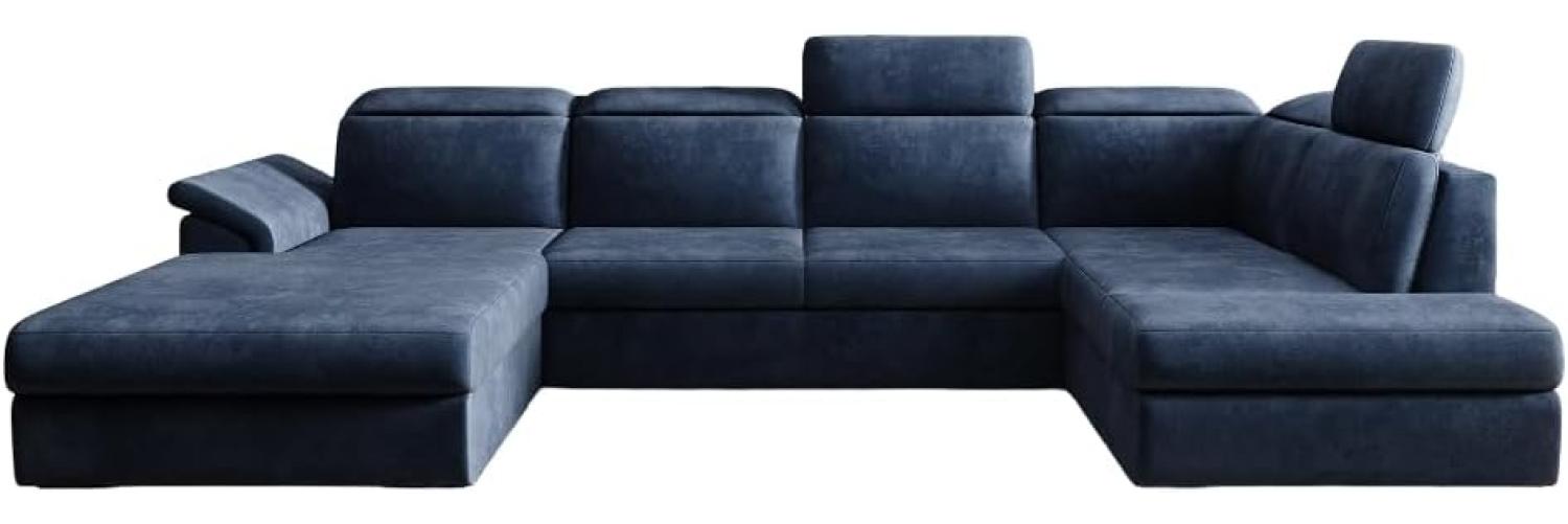 Designer Sofa Emiliano mit Schlaf- und Klappfunktion Samt Blau Links Bild 1