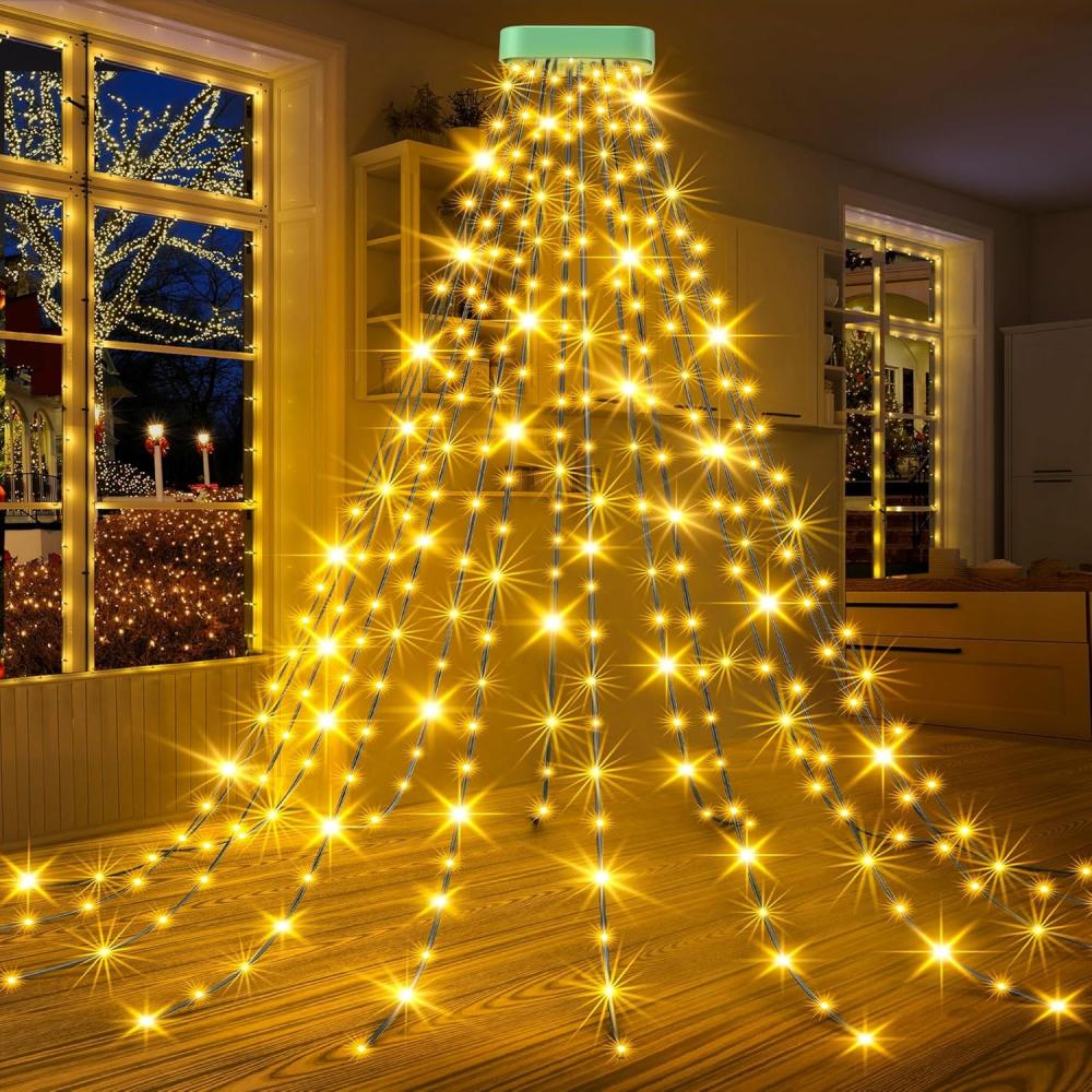 GYLEFY Lichterkette Weihnachtsbaum, 16 Stränge 2M 400LED Christbaumbeleuchtung mit Ring, Lichterkette IP65 Wasserdicht Timer 8Modi Christbaumbeleuchtung für Weihnachtsdeko Außen Innen-Warmweiß Bild 1