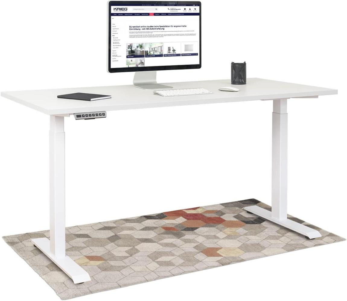 HighDesk Basic Höhenverstellbarer Schreibtisch (200 x 80 cm I Weiß + Weiß) - Elektrischer Sitz- & Stehtisch mit Tischplatte - Stehschreibtisch Elektrisch Höhenverstellbar - von Krieg Bild 1