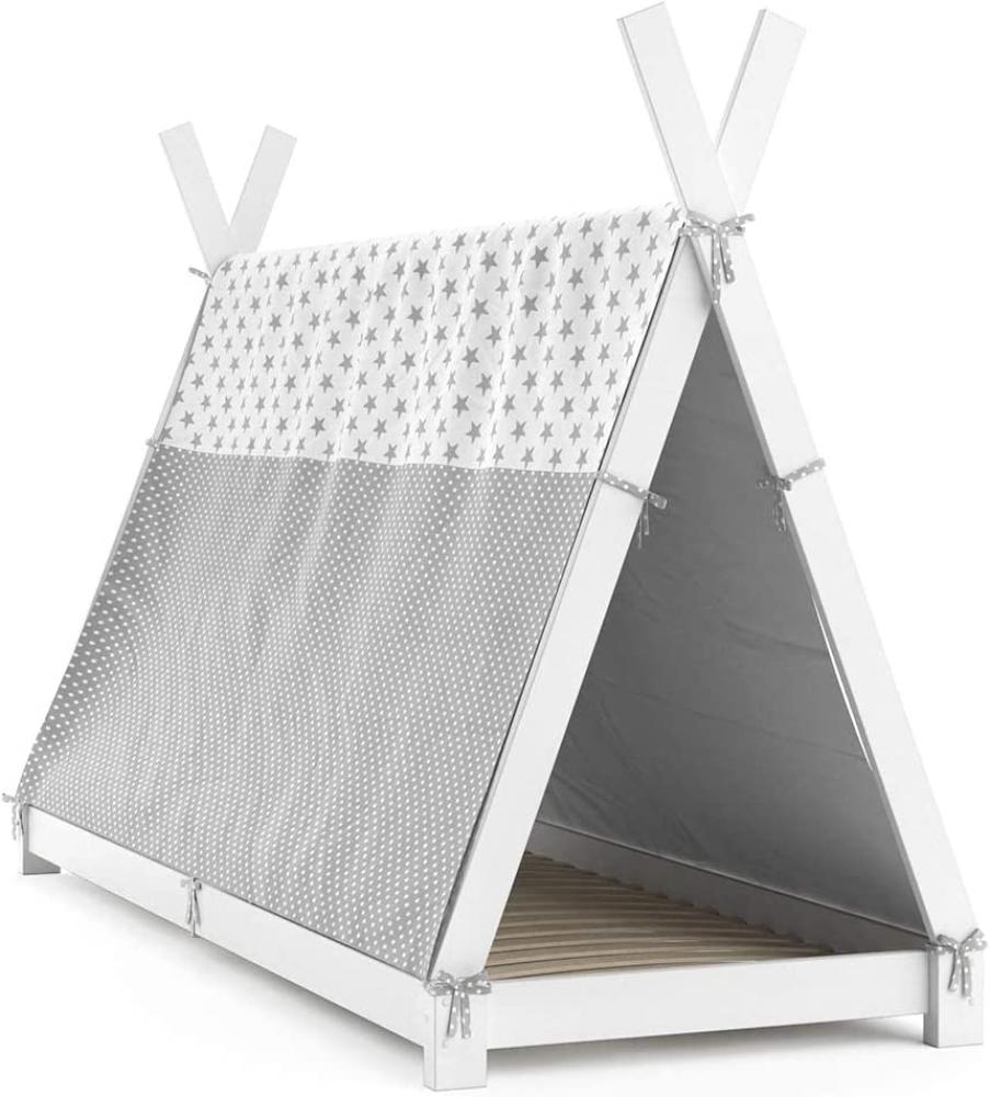 Vitalispa Kinderbett Hausbett Tipi + Überwurf 90x200 cm Indianerzelt Indianerbett Bild 1