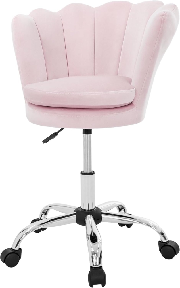ML-DESIGN Bürostuhl 360° Drehstuhl aus Samt Polsterstuhl mit Rückenlehne höhenverstellbar (1 St), Büro-Schreibtischstuhl Rosa Muschel-Sessel gepolstert Metallgestell Bild 1