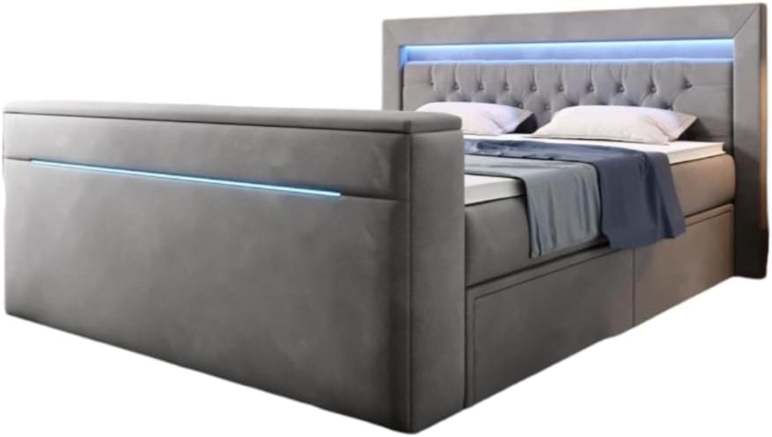 Boxspringbett Jupiter mit TV Lift, RGB und Stauraum 180x200 Grau H2 Bild 1