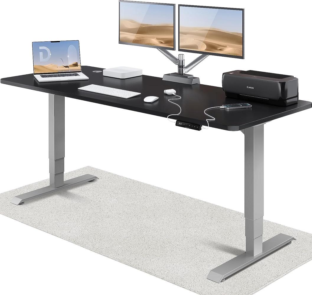 Höhenverstellbarer Schreibtisch - Höhenverstellbar Elektrisch mit Flüsterleisem Dual-Motor & Touchscreen - Hohe Tragfähigkeit - Stehtisch von Desktronic, Grau + Schwarz, 200 x 80 cm Bild 1