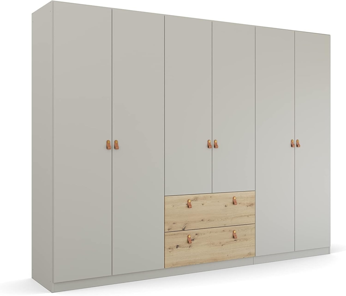 Rauch Möbel Homey by Quadra Spin Schrank Drehtürenschrank, Grau, 6-trg, inkl. 3 Kleiderstangen, 3 Einlegeböden, 2 Schubkästen, BxHxT 271 x 210 x 54 cm Bild 1