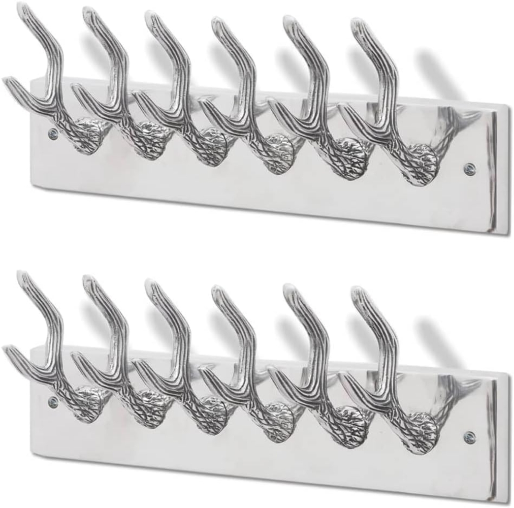 vidaXL Garderobenleisten 2 Stk. Silbern Aluminium 278752 Bild 1