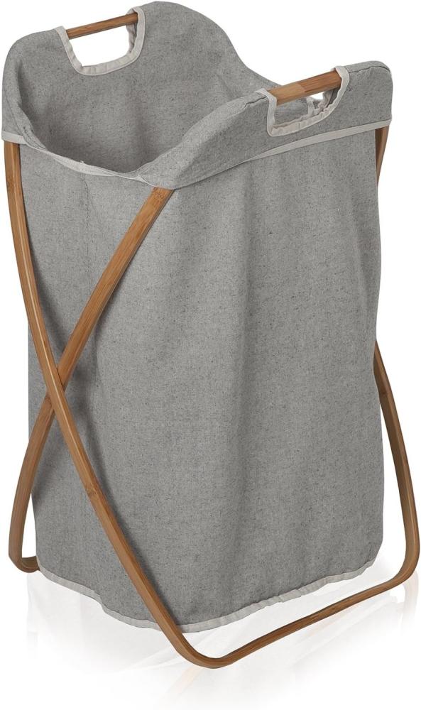 Möve Bamboo Klappbarer Wäschekorb 38 x 40,5 x 67,5 cm aus Bambus mit Canvas, Grey Bild 1