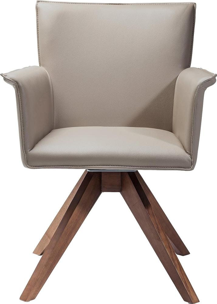 Kare Design Drehstuhl Foxy, bequemer, moderner Esszimmerstuhl, Polsterstuhl mit Armlehnen im Retro-Design, Beige-Braun (H/B/T) 88x65x65cm Bild 1