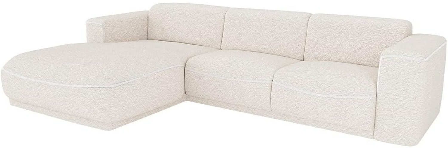 Vente-unique - Ecksofa - Ecke links - Bouclé-Stoff - Elfenbeinfarben - BLIMORO Bild 1