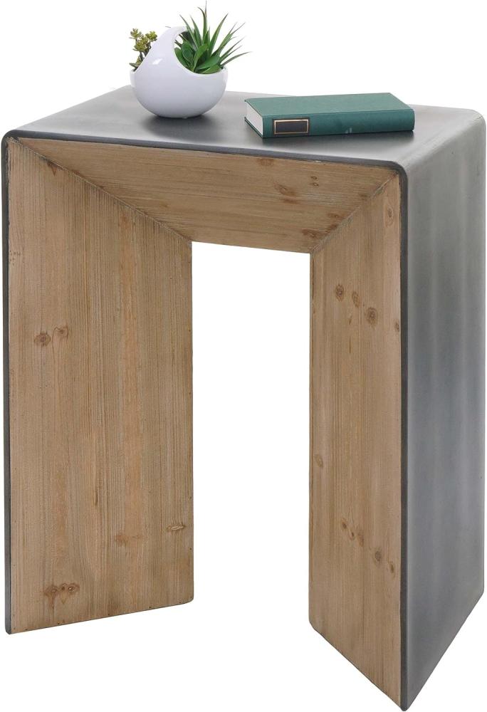 Konsolentisch HWC-L76, Telefontisch Beistelltisch Tisch, Industrial Massiv-Holz MVG, 80x60x40cm natur mit Metall-Optik Bild 1